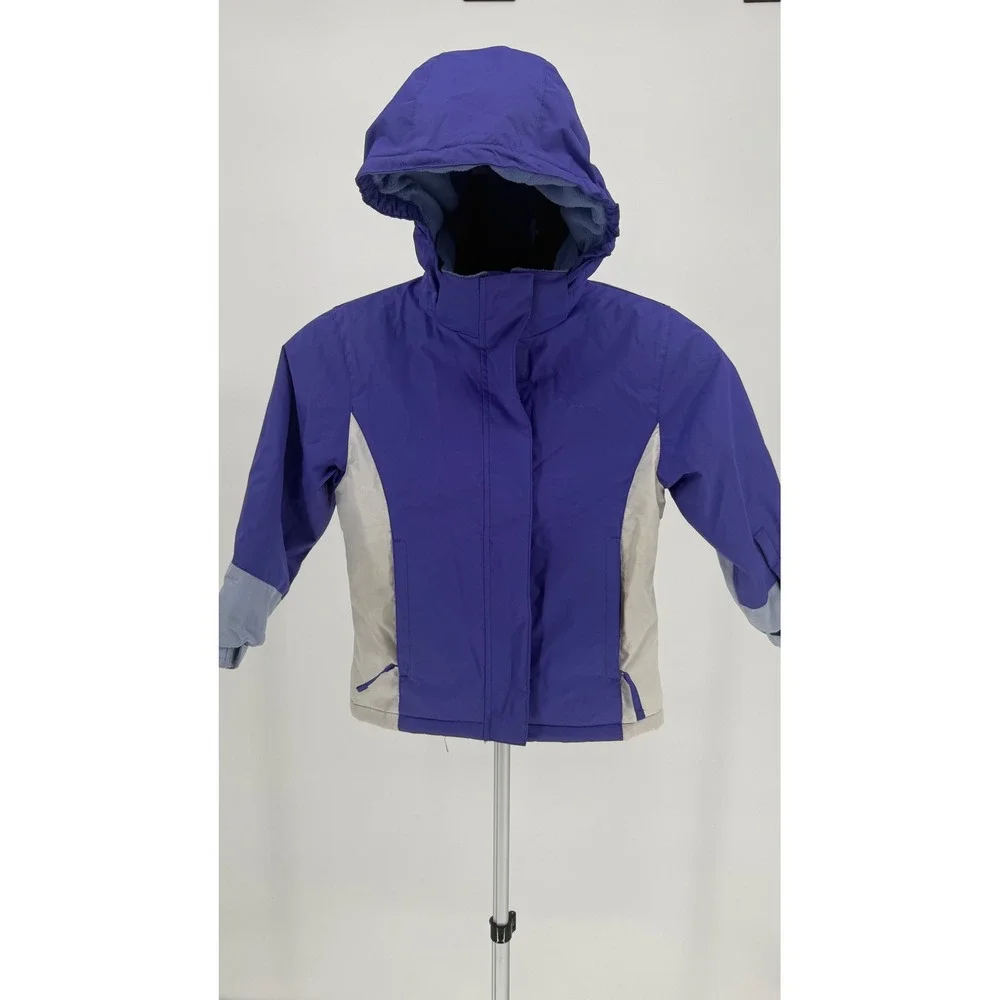 Mountain Warehouse Snow Kids‎ Jacket Purple Gray Hooded Size 5-6 Waterproof